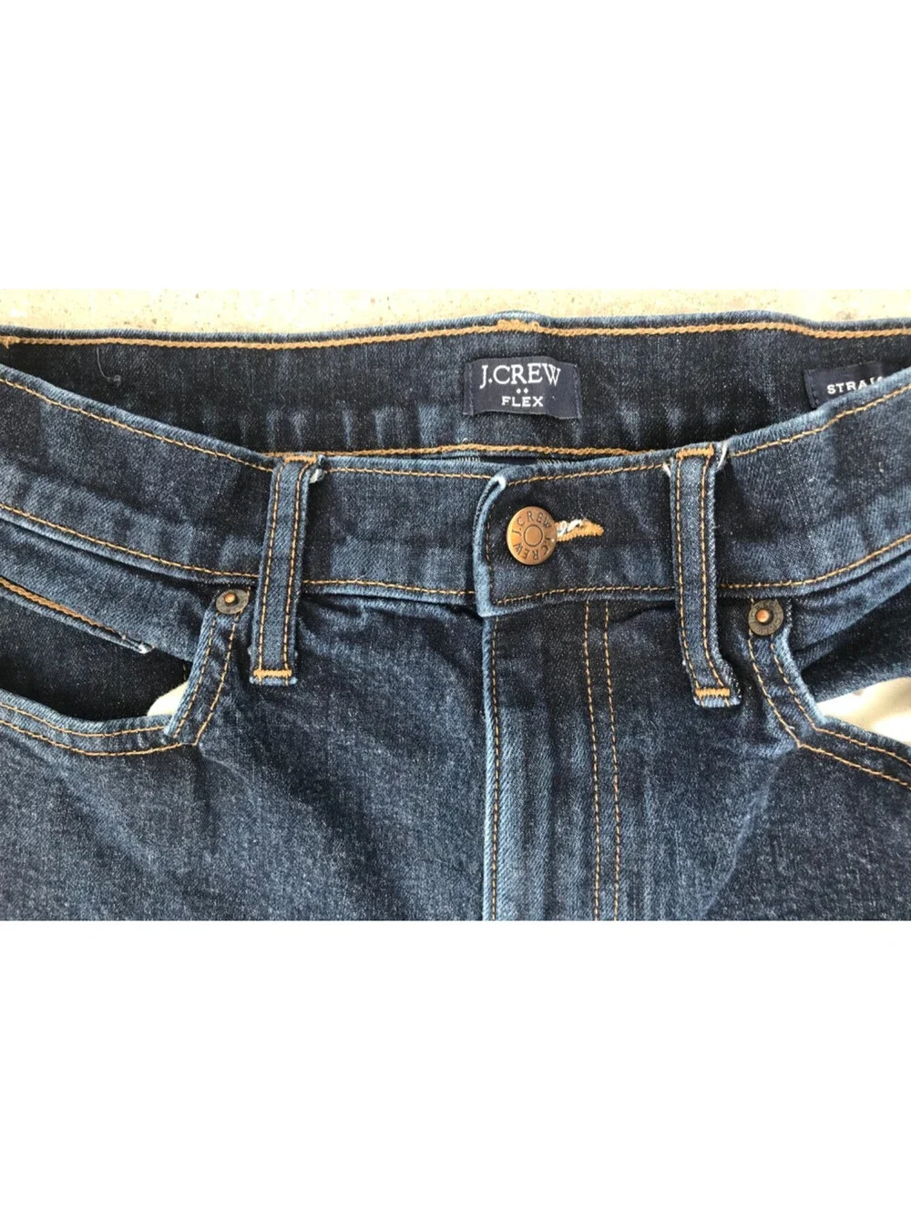 J Crew Flex Straight Jeans Mens 30x30 Blue Stretch Denim Dark Wash Clean Look